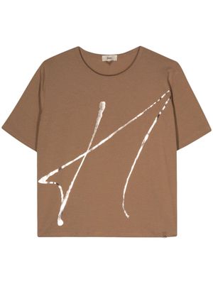 Herno abstract-print cotton T-shirt - Brown