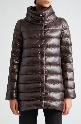 Herno Amelia High/Low Down Jacket in Chocolate