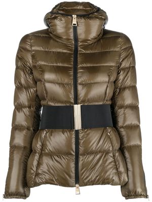 Herno belted hooded quilted jacket - Green