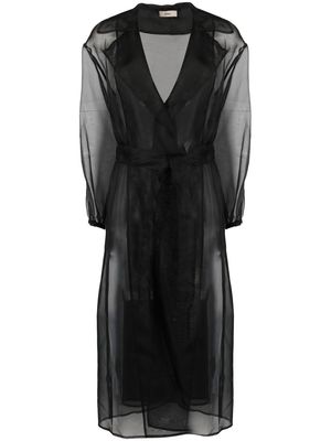 Herno belted silk coat - Black