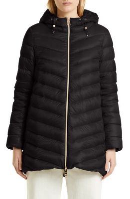 Herno Chevron Quilted High-Low Down Jacket in 9300 Nero