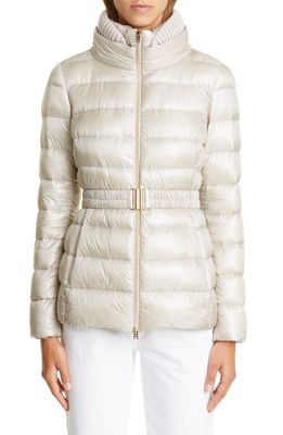 Herno Claudia Rib Collar Inset Belted Down Jacket in Chantilly