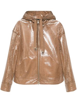 Herno coated pattern-lace hooded jacket - Brown