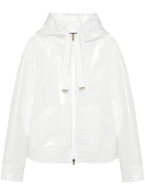 Herno coated pattern-lace hooded jacket - White