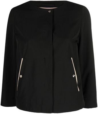 Herno collarless cropped-sleeve jacket - Black