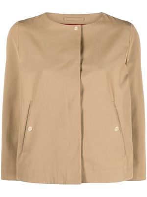 Herno collarless cropped-sleeve jacket - Neutrals