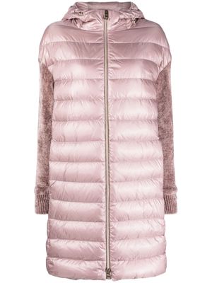 Herno contrast-sleeve padded hooded coat - Pink