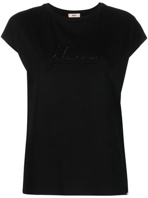 Herno crystal-embellished logo T-shirt - Black