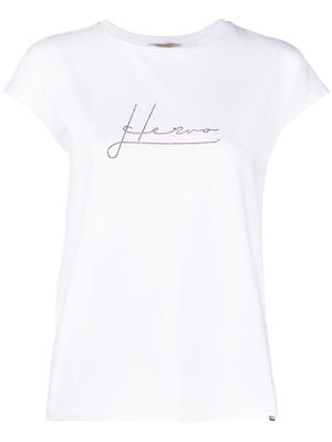 Herno crystal-embellished logo T-shirt - White
