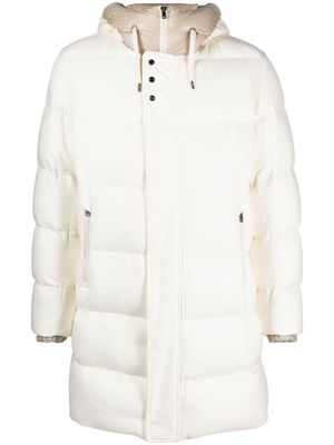 Herno drawstring-hood twill hooded coat - White