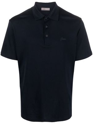 Herno embossed-logo cotton polo shirt - Blue
