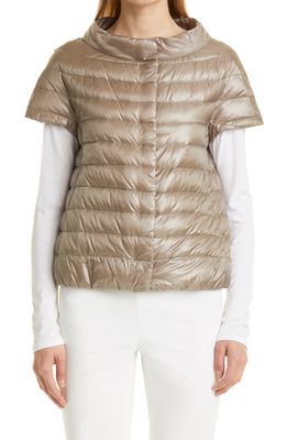 Herno Emilia Cap Sleeve Quilted Down Jacket in Taupe