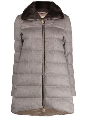 Herno faux-fur collar quilted padded coat - Grey