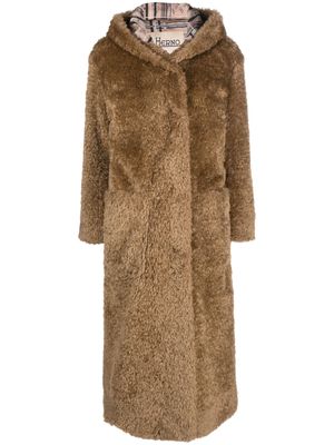 Herno faux-fur hooded coat - Brown