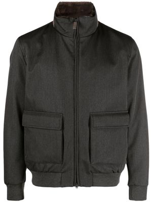 Herno funnel-neck virgin wool bomber jacket - Grey