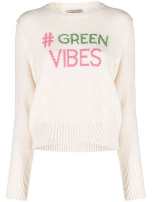 Herno Globe intarsia-slogan jumper - White