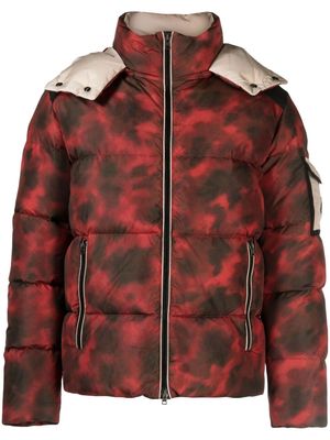 Herno graphic-print hooded quilted jacket - Red