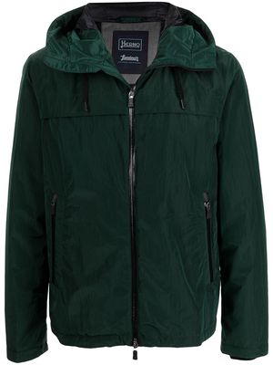 Herno high-shine hooded bomber jacket - Green