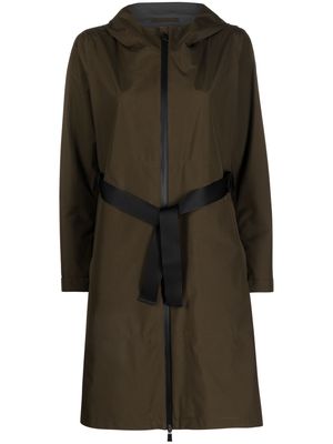 Herno hooded belted coat - Green