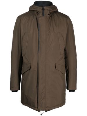 Herno hooded concealed-zip fastening jacket - Green