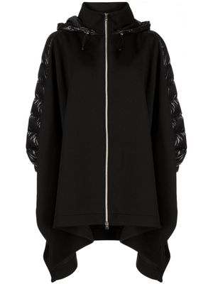 Herno hooded cotton knitted cape - Black