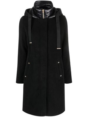Herno hooded single-breasted alpaca wool-blend coat - Black