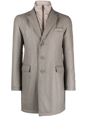 Herno hybrid high-neck single-breasted coat - Grey