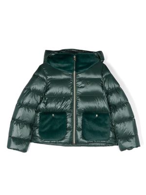 Herno Kids faux-fur padded hooded jacket - Green
