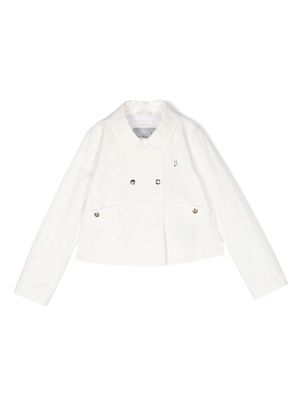 Herno Kids gabardine-weave double-breasted coat - White
