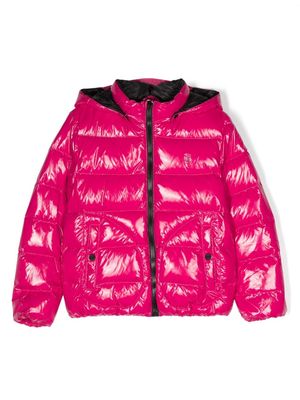 Herno Kids glossy hooded bomber jacket - Pink