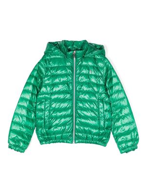 Herno Kids hooded zip-up padded jacket - Green