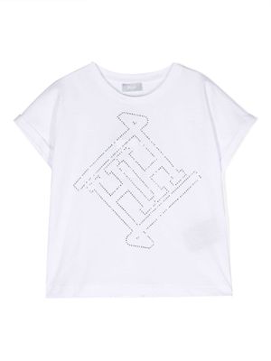Herno Kids logo-embellished rolled-cuffs T-shirt - White