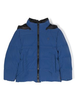 Herno Kids logo-embroidered padded hooded jacket - Blue