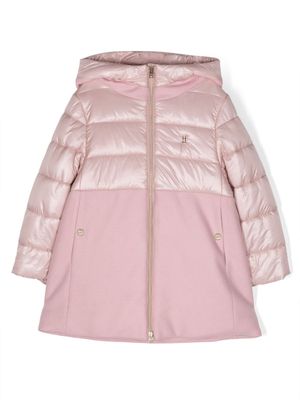 Herno Kids logo-plaque hooded puffer coat - Pink