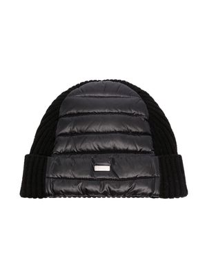 Herno Kids quilted knitted panelled beanie - Black