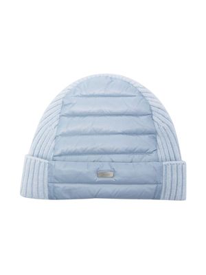 Herno Kids quilted knitted panelled beanie - Blue