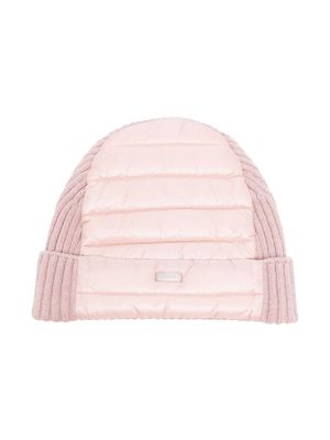 Herno Kids quilted knitted panelled beanie - Pink