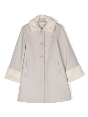 Herno Kids spread-collar single-breasted coat - Neutrals