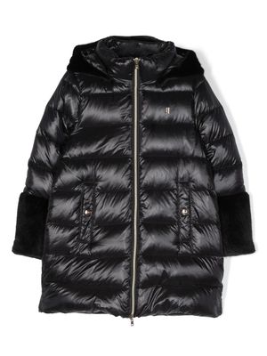 Herno Kids zip-up hooded down jacket - Black