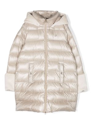 Herno Kids zip-up hooded down jacket - Neutrals