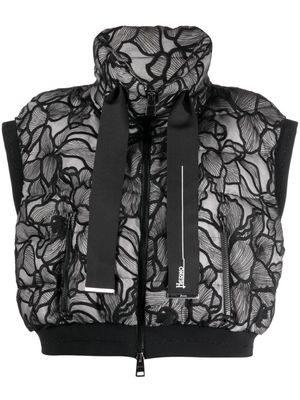 Herno lace-embellished quilted cropped gilet - Black