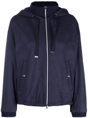 Herno layered drawstring hood jacket - Blue