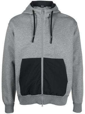 Herno layered-effect cotton-blend hoodie - Grey