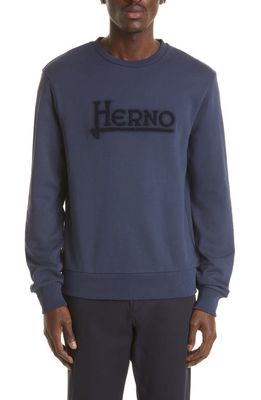 Herno Logo Cotton Sweatshirt in Navy