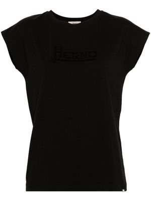 Herno logo-embellished cap-sleeve T-shirt - Black