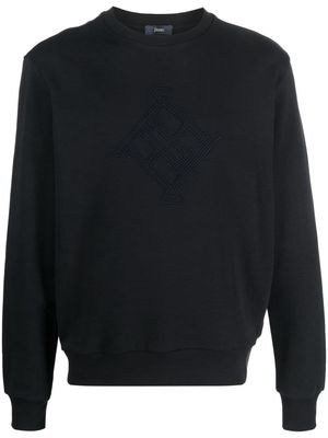 Herno logo-embroidered cotton sweatshirt - Blue