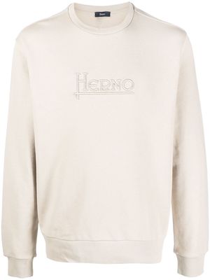 Herno logo-embroidered crew neck jumper - Neutrals