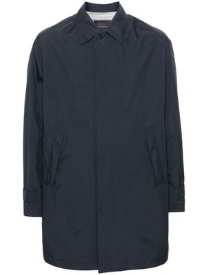 Herno logo-engraved-buttons taffeta raincoat - Blue