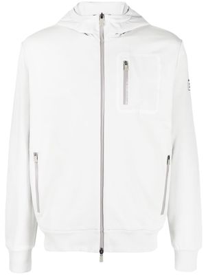 Herno logo-patch zip-up hooded jacket - Grey