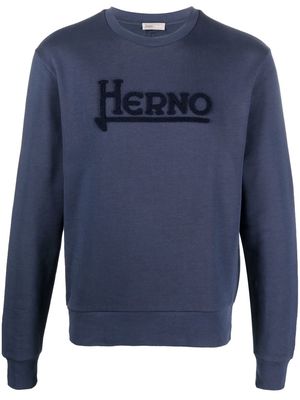 Herno logo-print long-sleeve sweatshirt - Blue